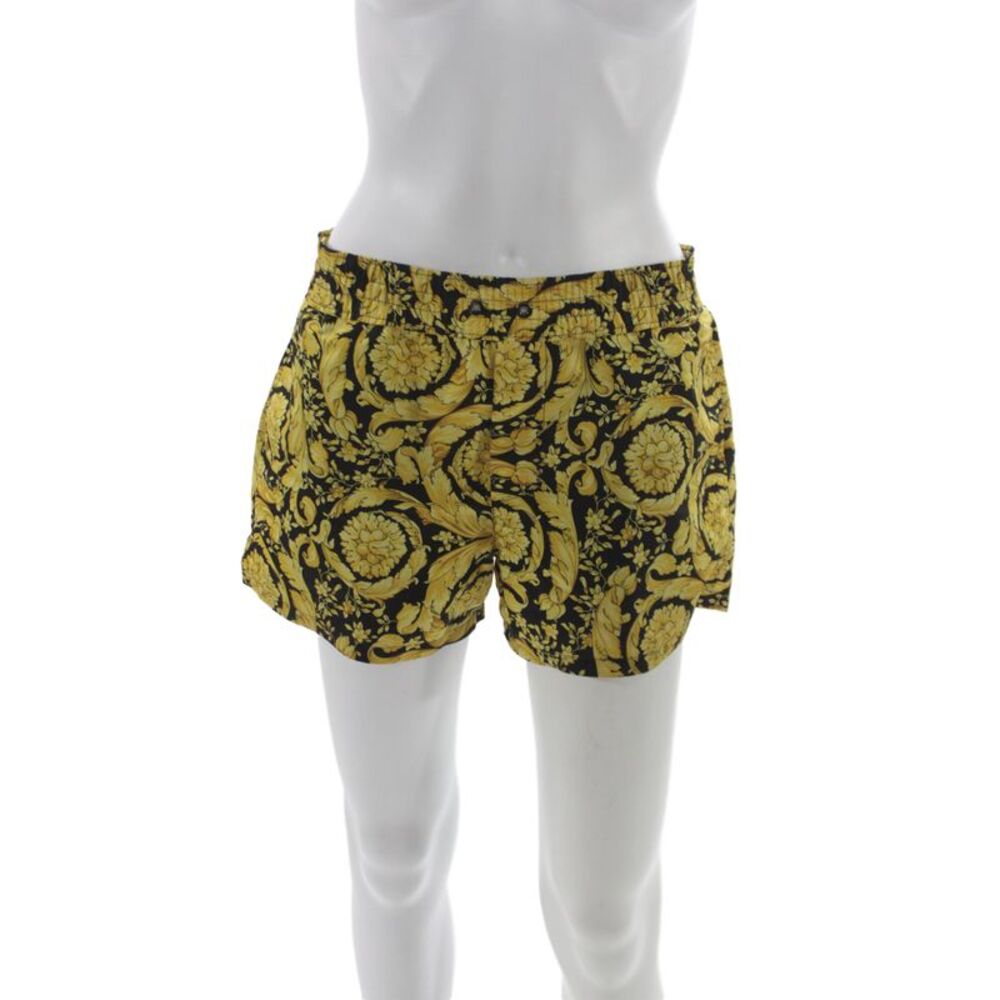 Versace Women Black Floral Baroque Polyester Shorts Size 3